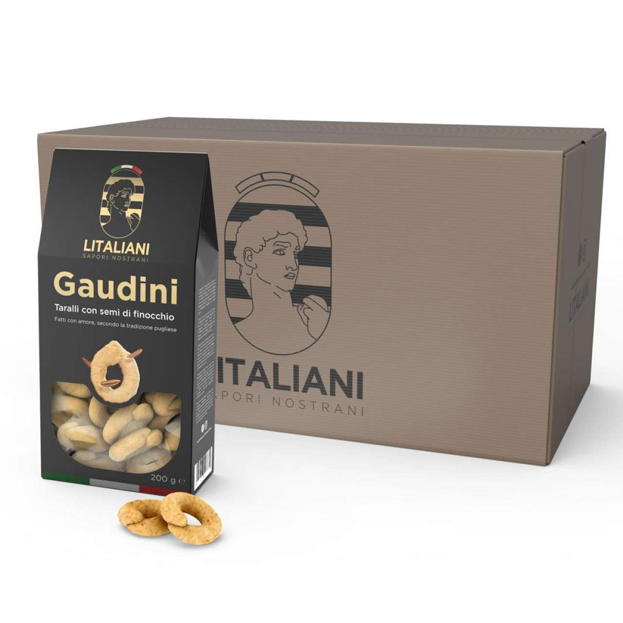 Gaudini 24 paquets de taralli aux graines de fenouil 4800 g (24 paquets x 200 g)