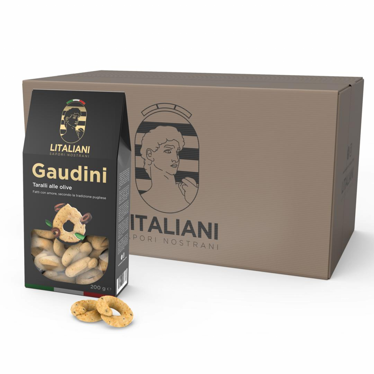 Gaudini 24 paquets de taralli aux olives 4800 g (24 paquets x 200 g)