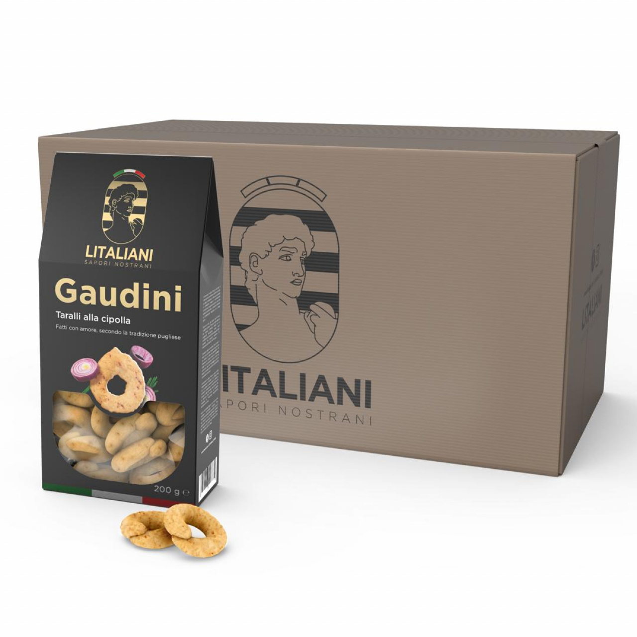 Gaudini 24 paquets de taralli aux oignons 4800 g (24 paquets x 200 g)