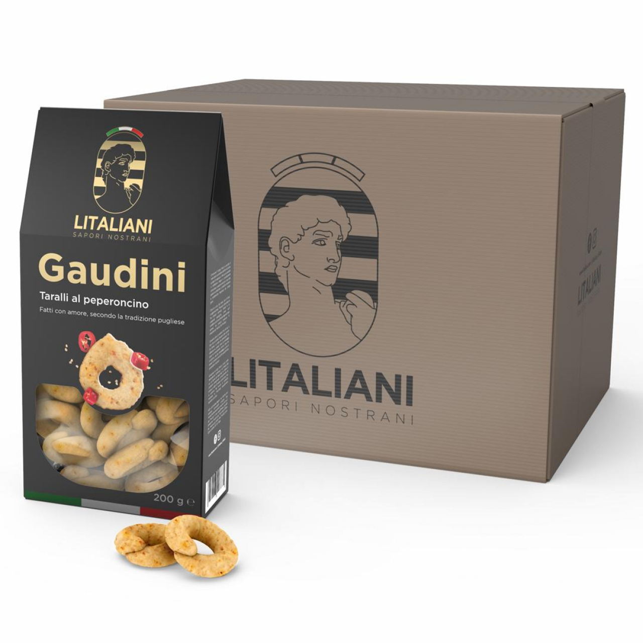 Gaudini 12 paquets de taralli au piment 2400 g (12 paquets x 200 g)