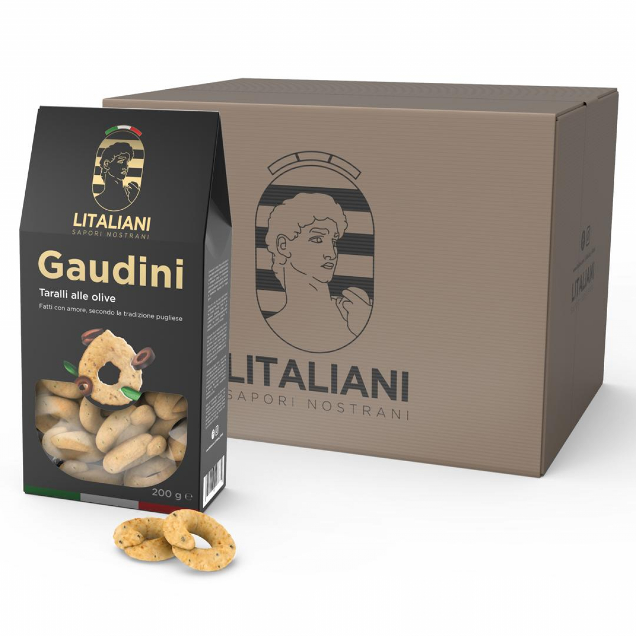 Gaudini 12 paquets de taralli aux olives 2400 g (12 paquets x 200 g)