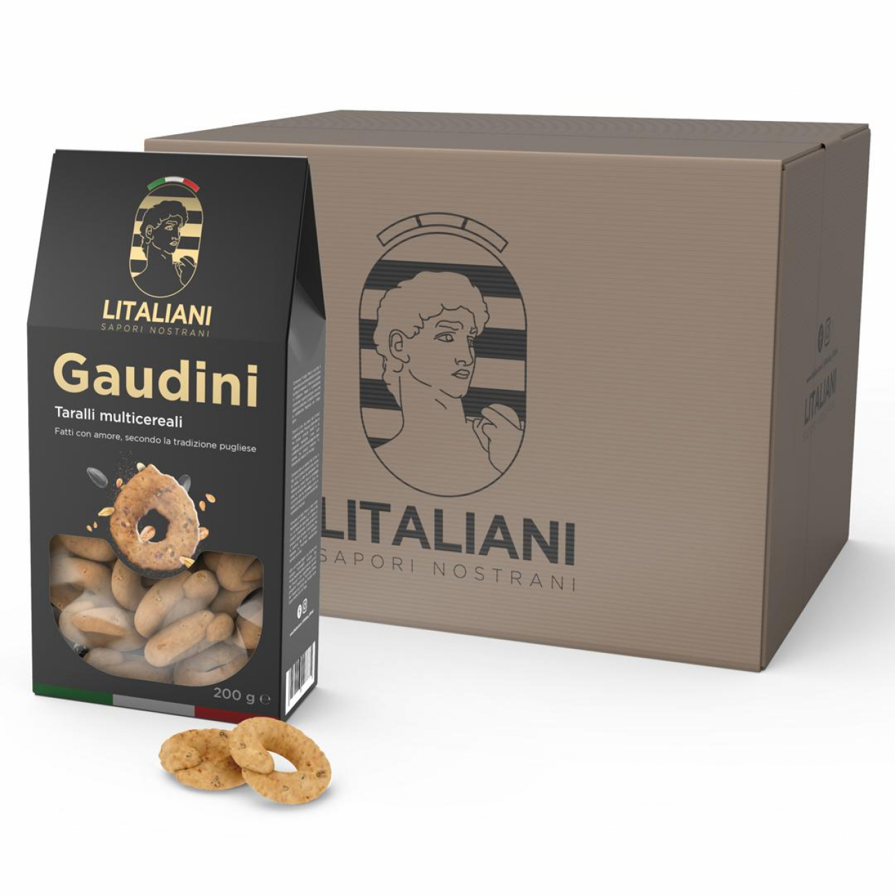 Gaudini 12 paquets de taralli multicéreales 2400 g (12 paquets x 200 g)