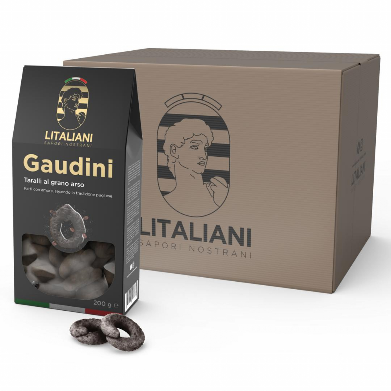 Gaudini 12 paquets de taralli au blé brûlé 2400 g (12 paquets x 200 g)